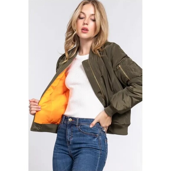 Olive Green Bomber Jacket - Picture 1 of 3